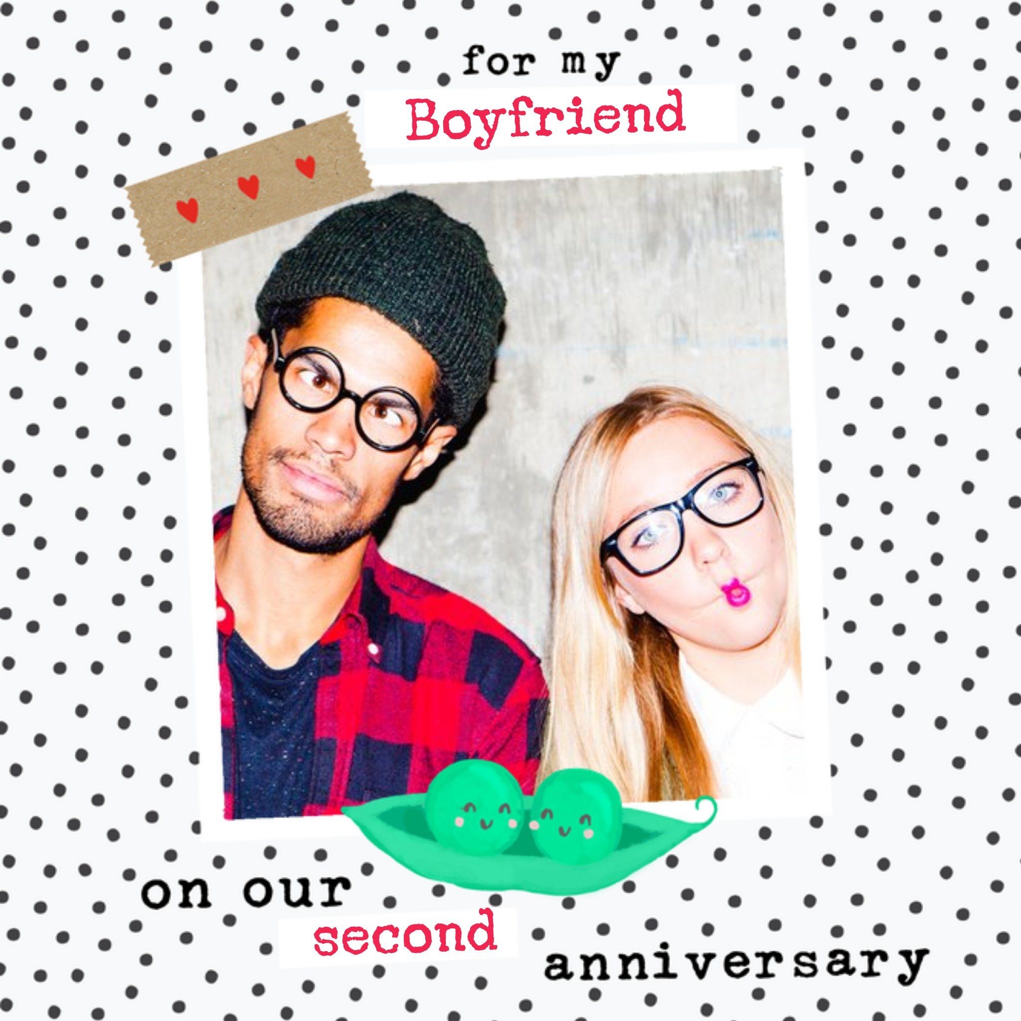 Moonpig Two Peas In A Pod Polka Dot Photo Upload Anniversary Card