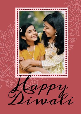 Maroon Personalised Happy Diwali Photo Upload Card