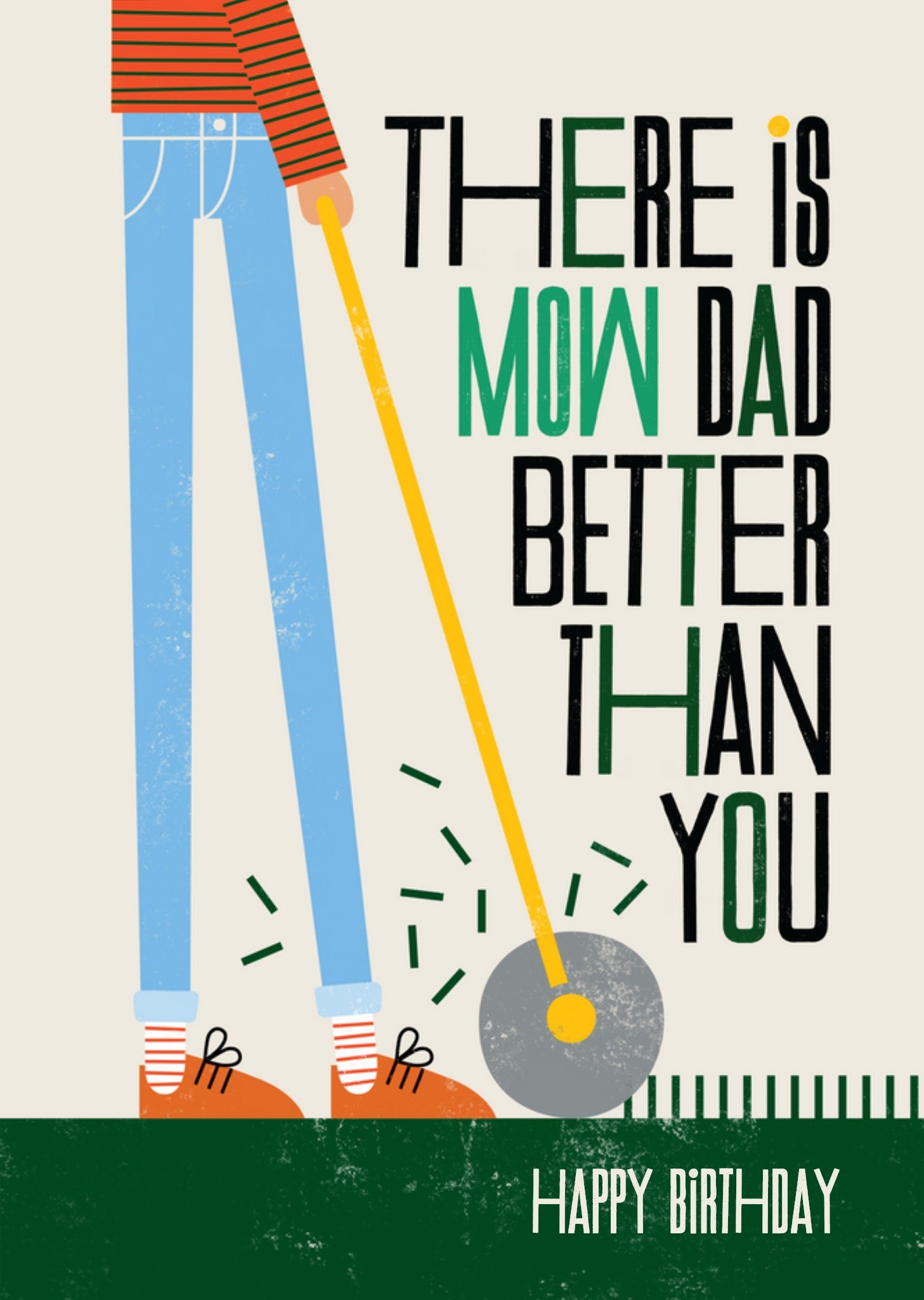 Moonpig Kate Smith Co. Mow Dad Better Birthday Card, Large