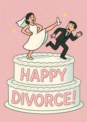 Happy Divorce Cartoon Cake Card