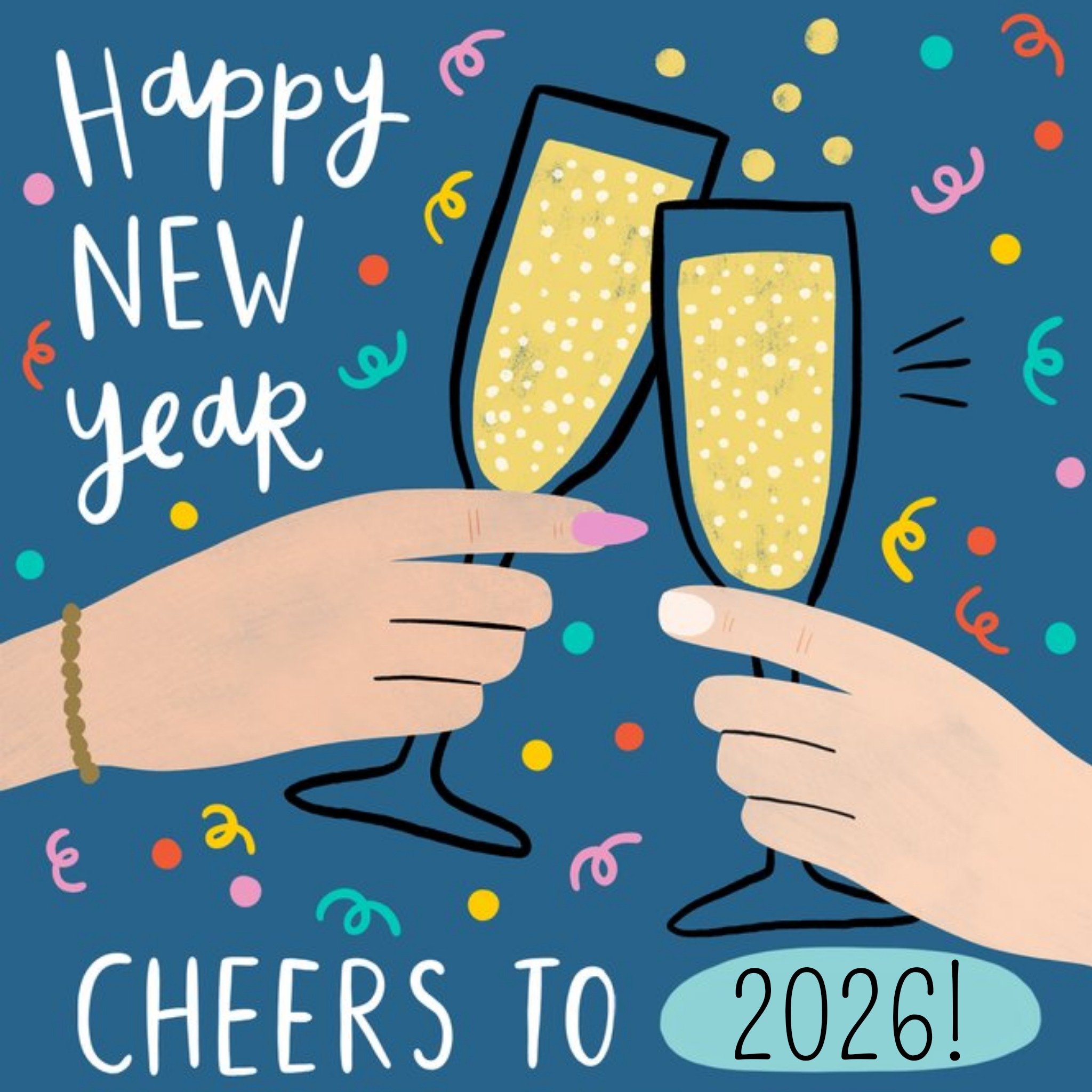 Moonpig Illustration Of A Celebratory Toast Happy New Year Card