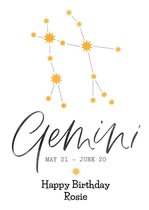 Gemini Zodiac Sign Birthday Card