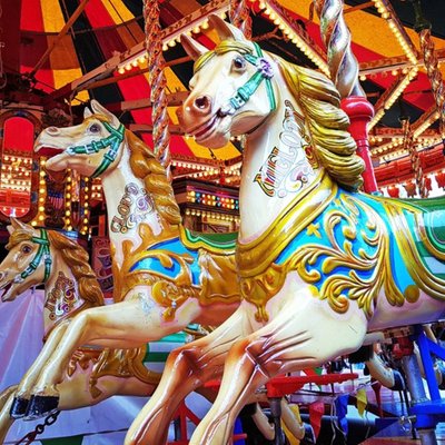 Photographic Horse Carousel Fair Ground Just a Note Card