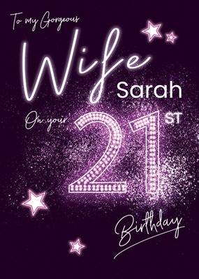 Clintons 21st Glitter For Her Stars Love Sparkle Purple Birthday Card