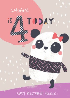 Niece Happy Birthday Card - Panda - 4 Today