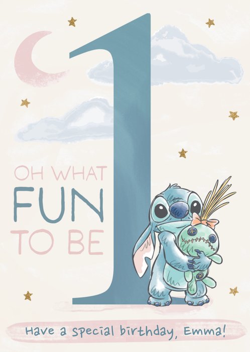 Disney Lilo And Stitch Oh What Fun To Be One Birthday Card