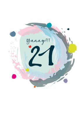 Modern Watercolour Yaaay 21 Birthday Card