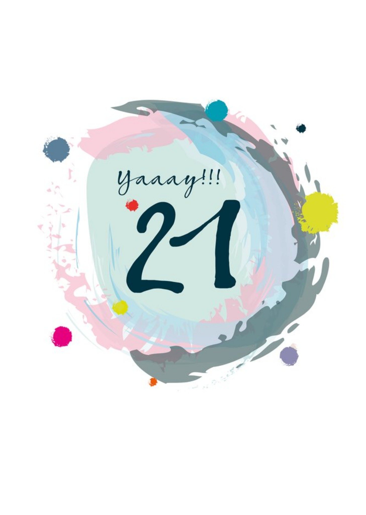 Moonpig Modern Watercolour Yaaay 21 Birthday Card