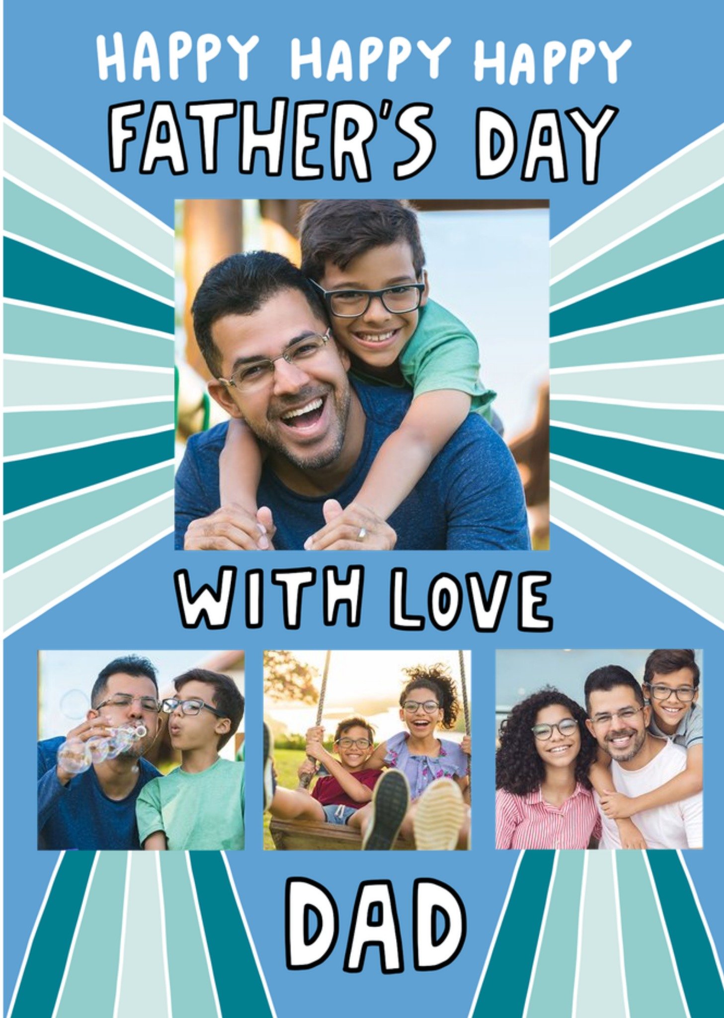 Moonpig Angela Chick Happy Happy Happy Father's Day Photo Upload Card