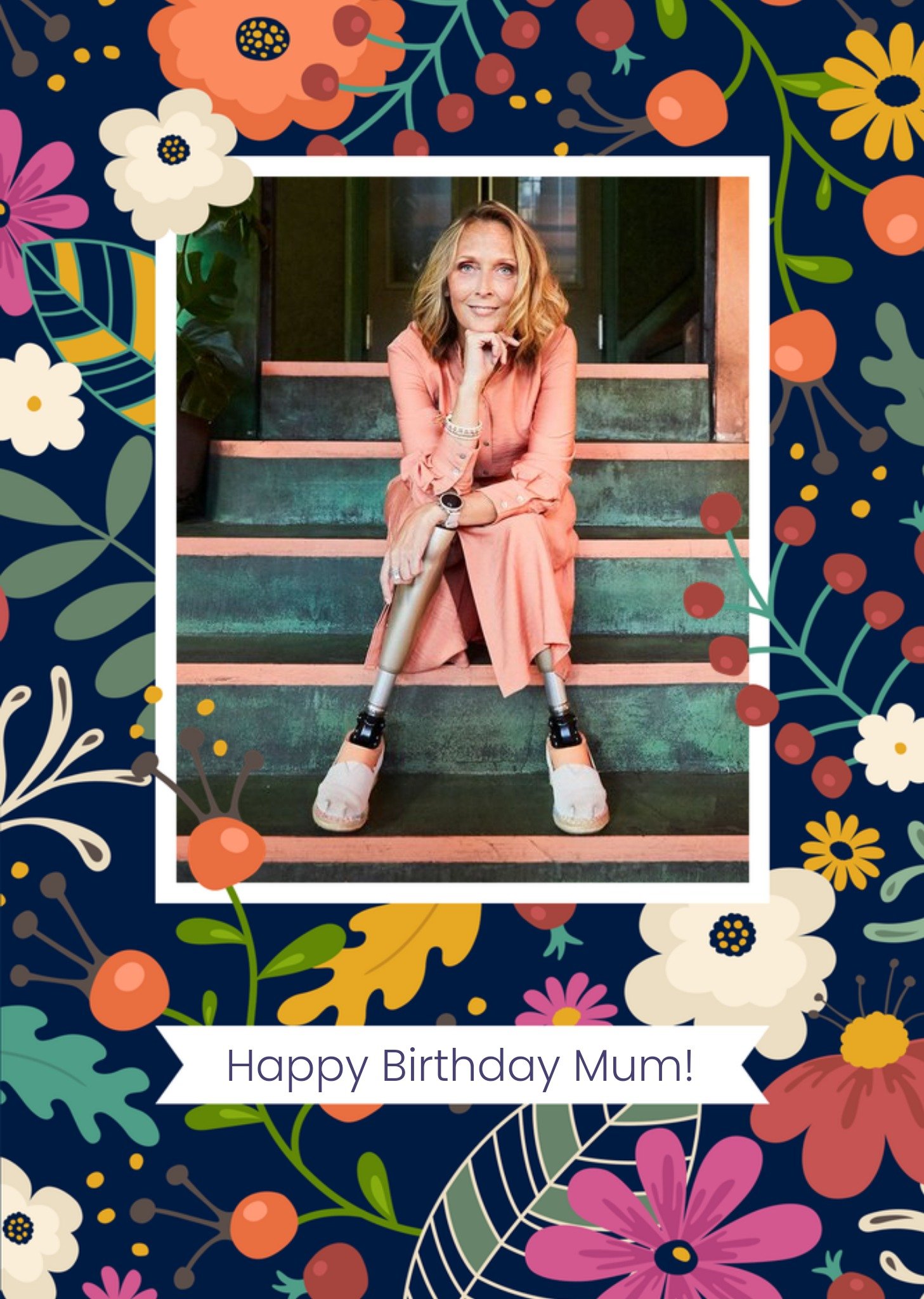 Moonpig Colourful Flowers Photo Upload And Personalised Text Card