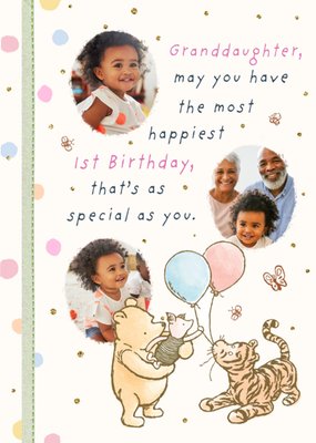 Disney Winnie The Pooh Traditional Photo Upload Granddaughter 1st Birthday Card