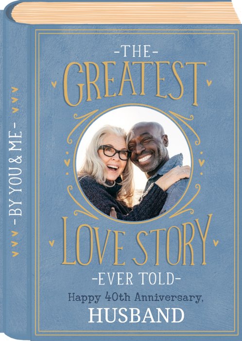 Love Story Book Cover Illustration Photo Upload Anniversary Card