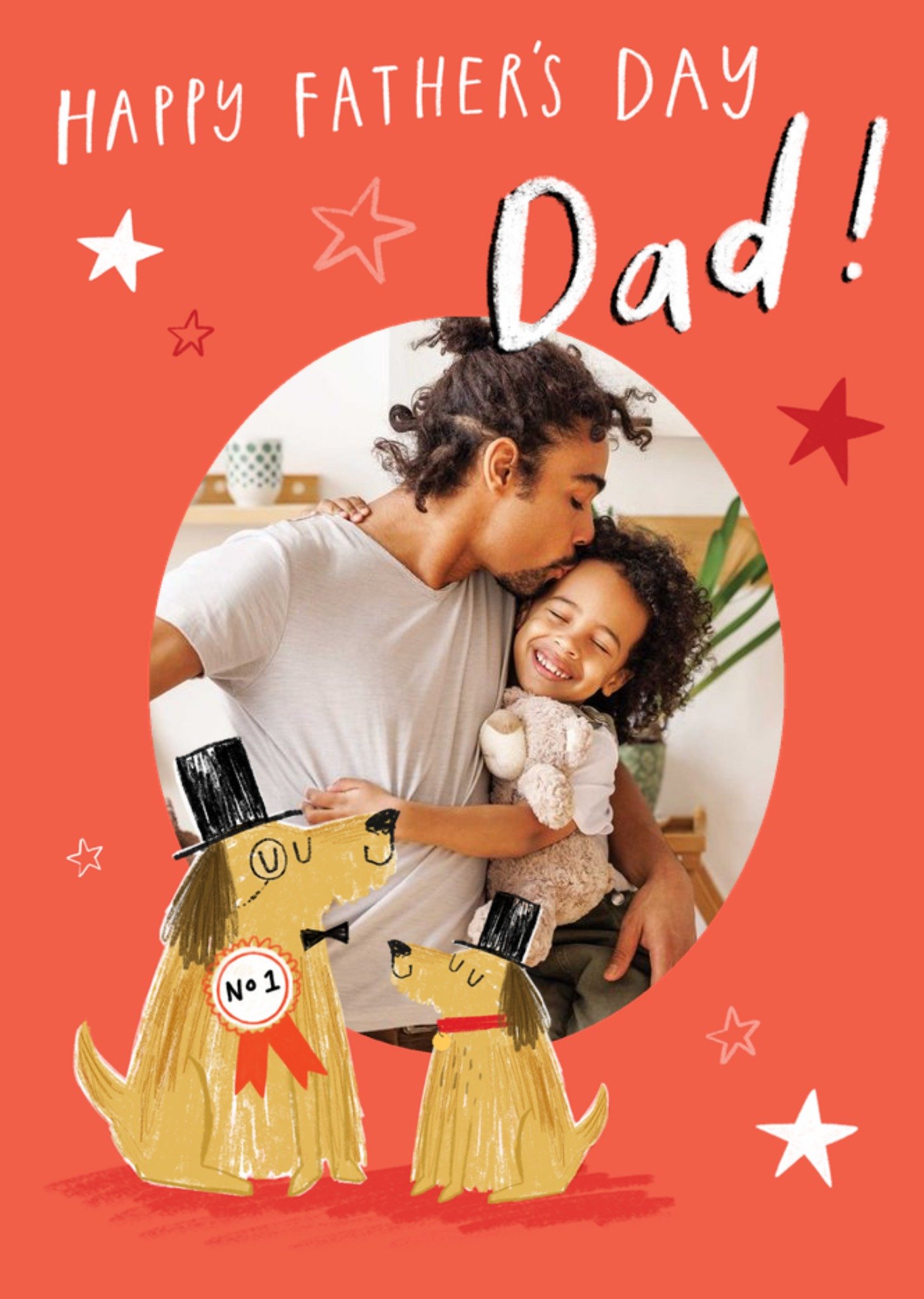 Moonpig Illustration Of Two Dogs Photo Upload Father's Day Card