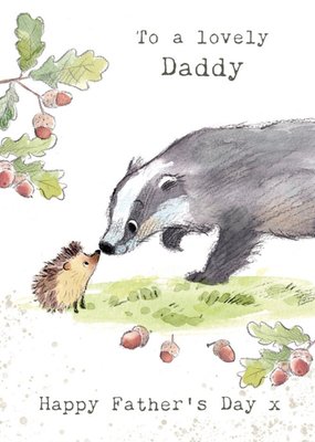 Illustration Of A Badger And A Hedgehog Father's Day Card