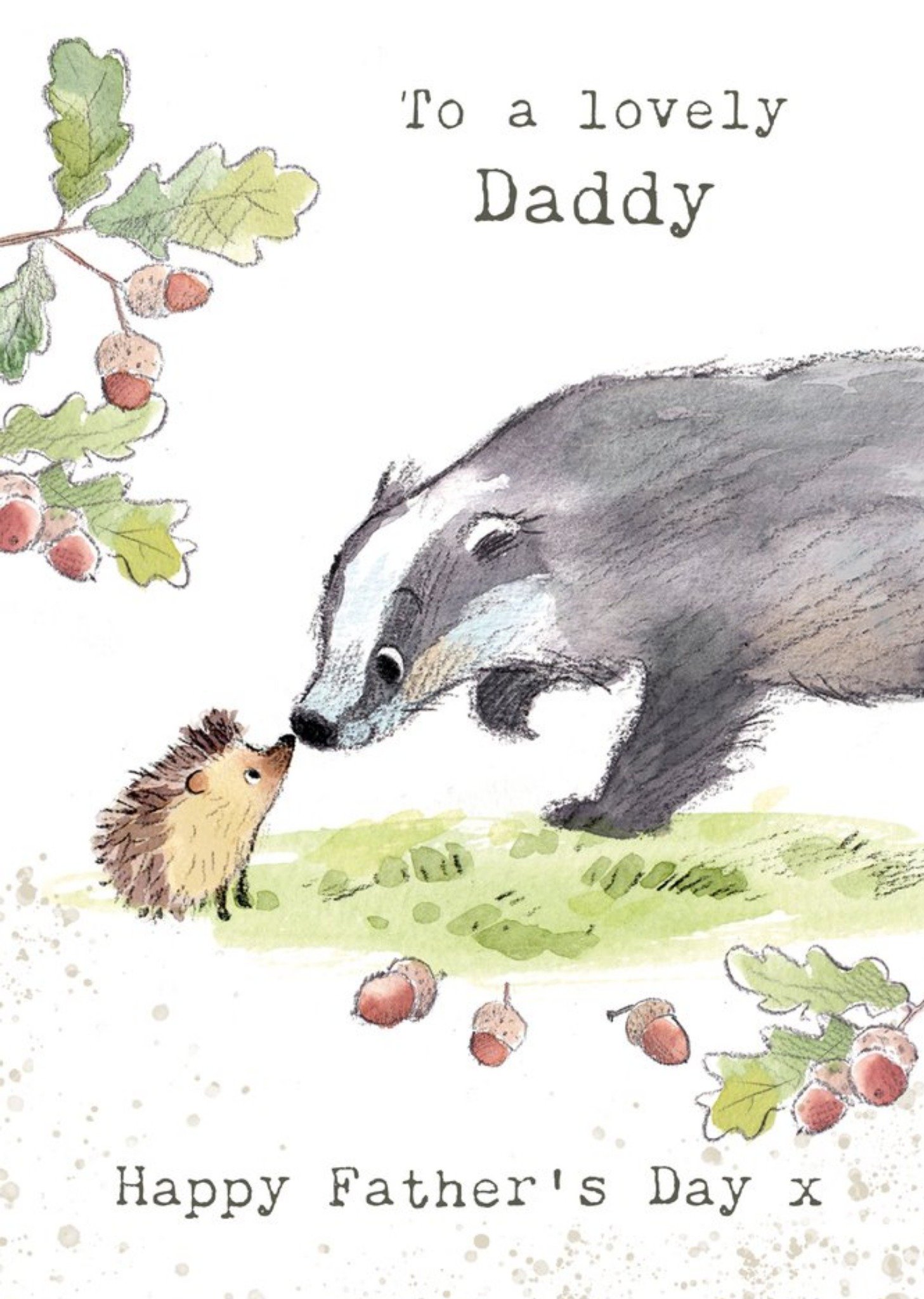 Moonpig Illustration Of A Badger And A Hedgehog Father's Day Card