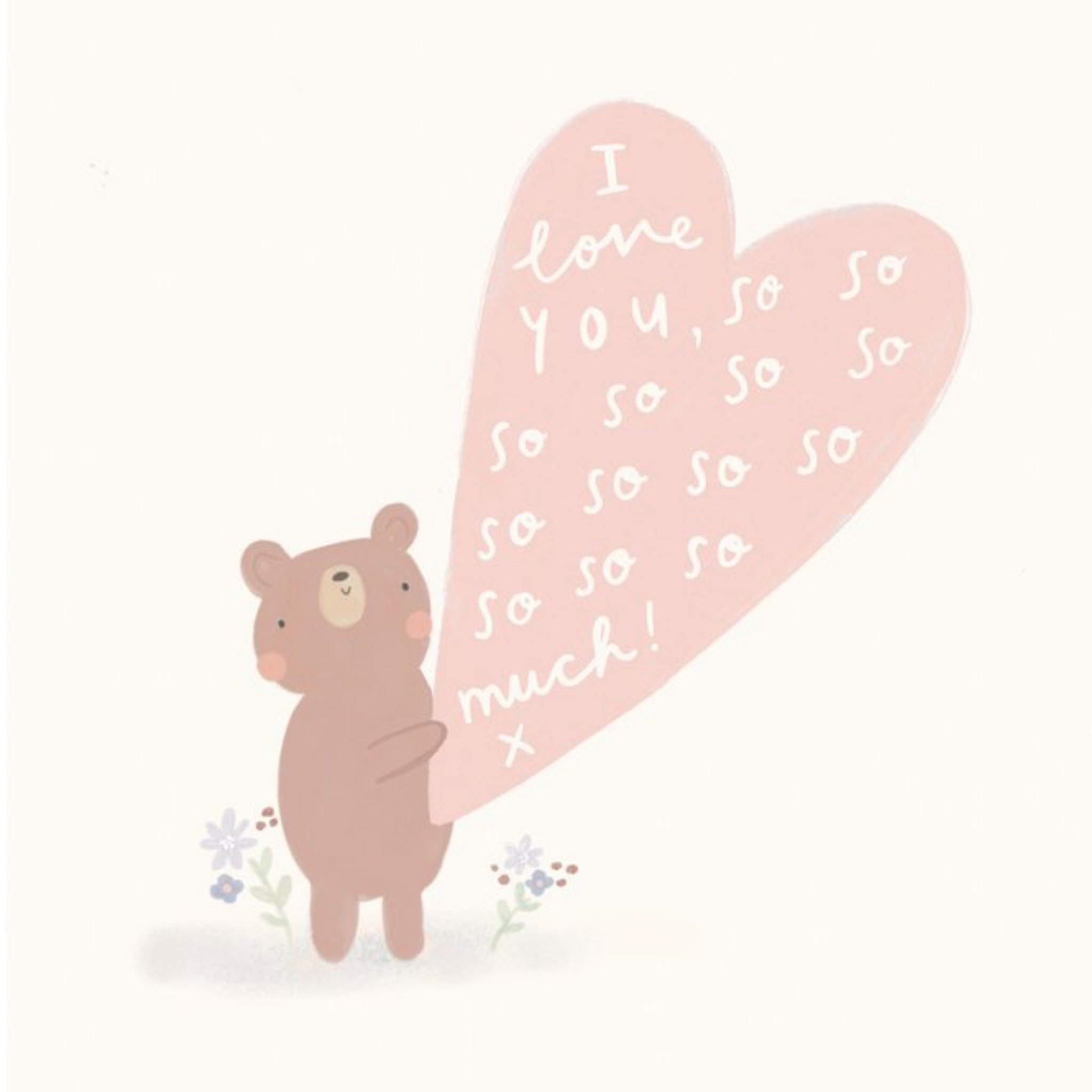 Moonpig Illustration Of A Bear Holding A Heart With A Message Thinking Of You Card
