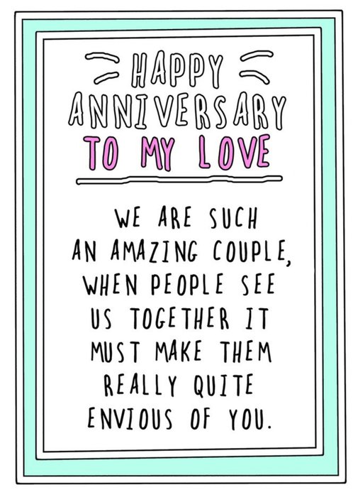 Go La La Humour Couple Border Funny Anniversary Card