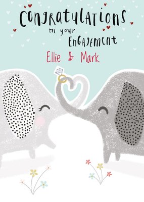 Illustration Of A Pair Of Elephants Engagement Card