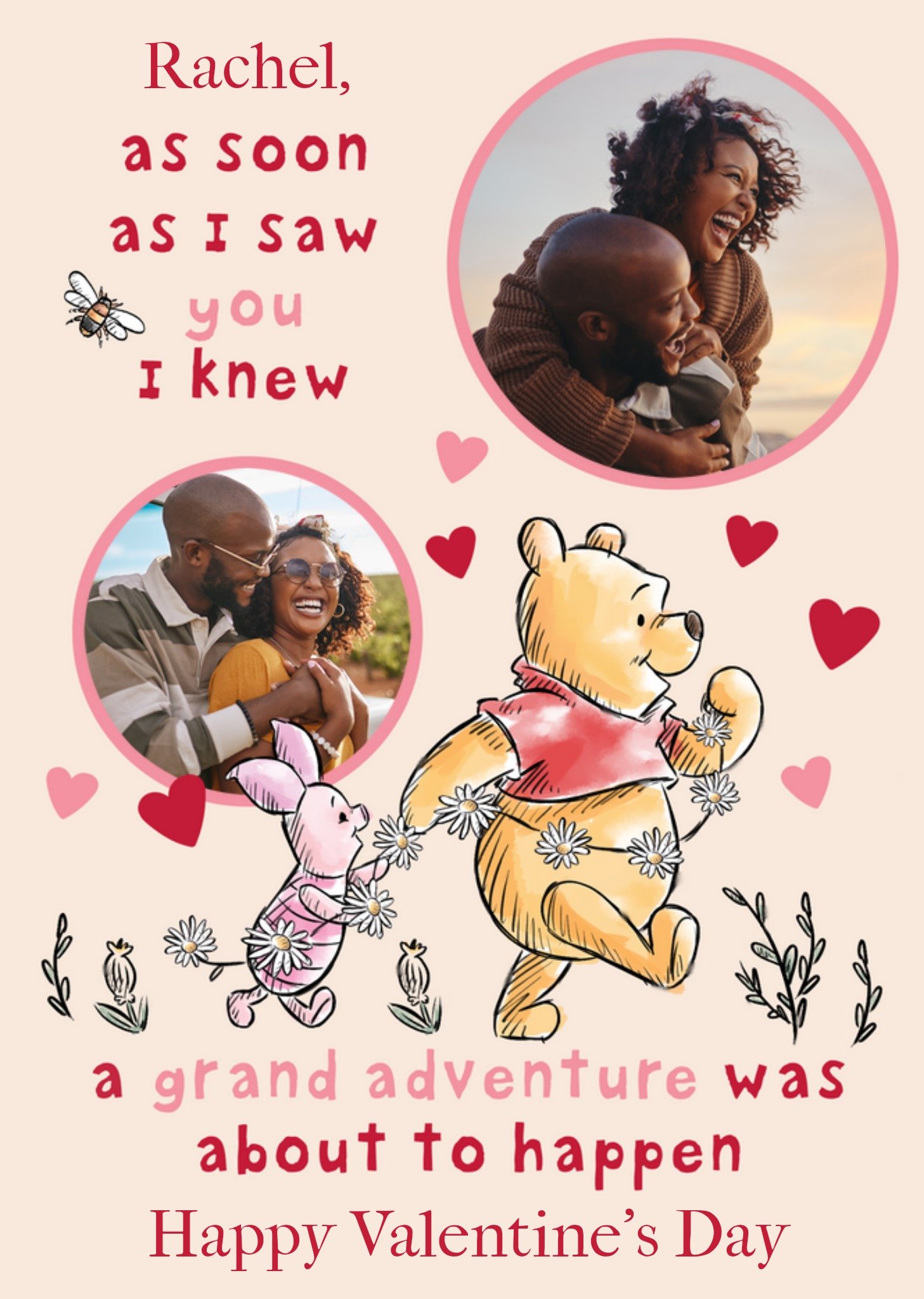 Disney Winnie The Pooh Photo Upload Valentine's Day Card, Large