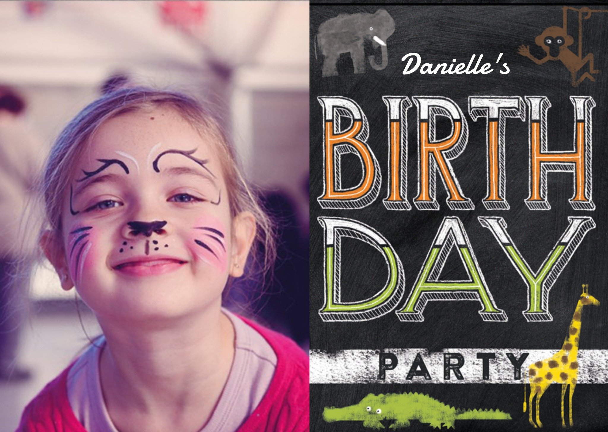 Moonpig Wild Animals Photo Upload Birthday Party Invitation