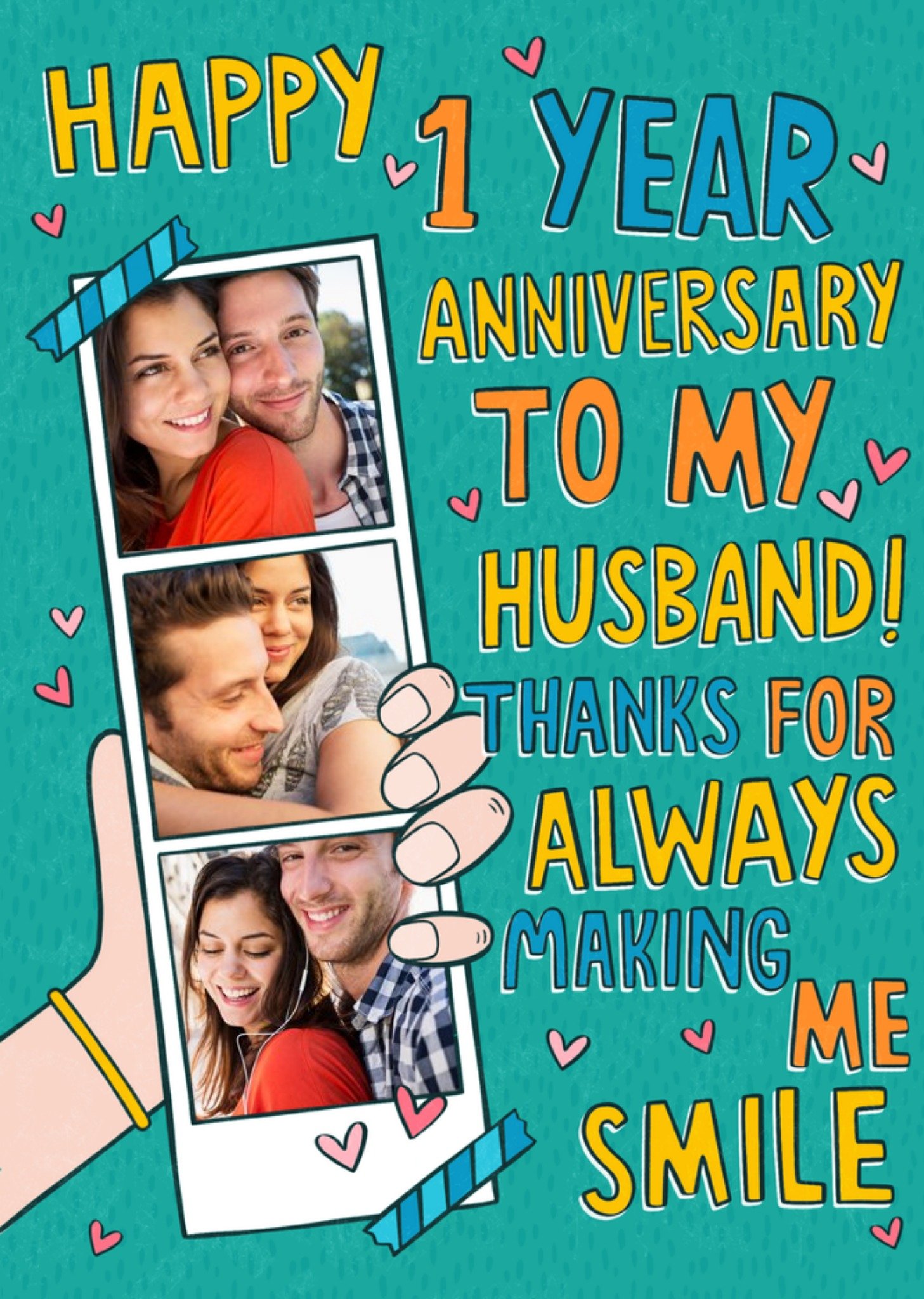Moonpig Photo Booth Photo Strip 1 Year Anniversary Photo Upload Card