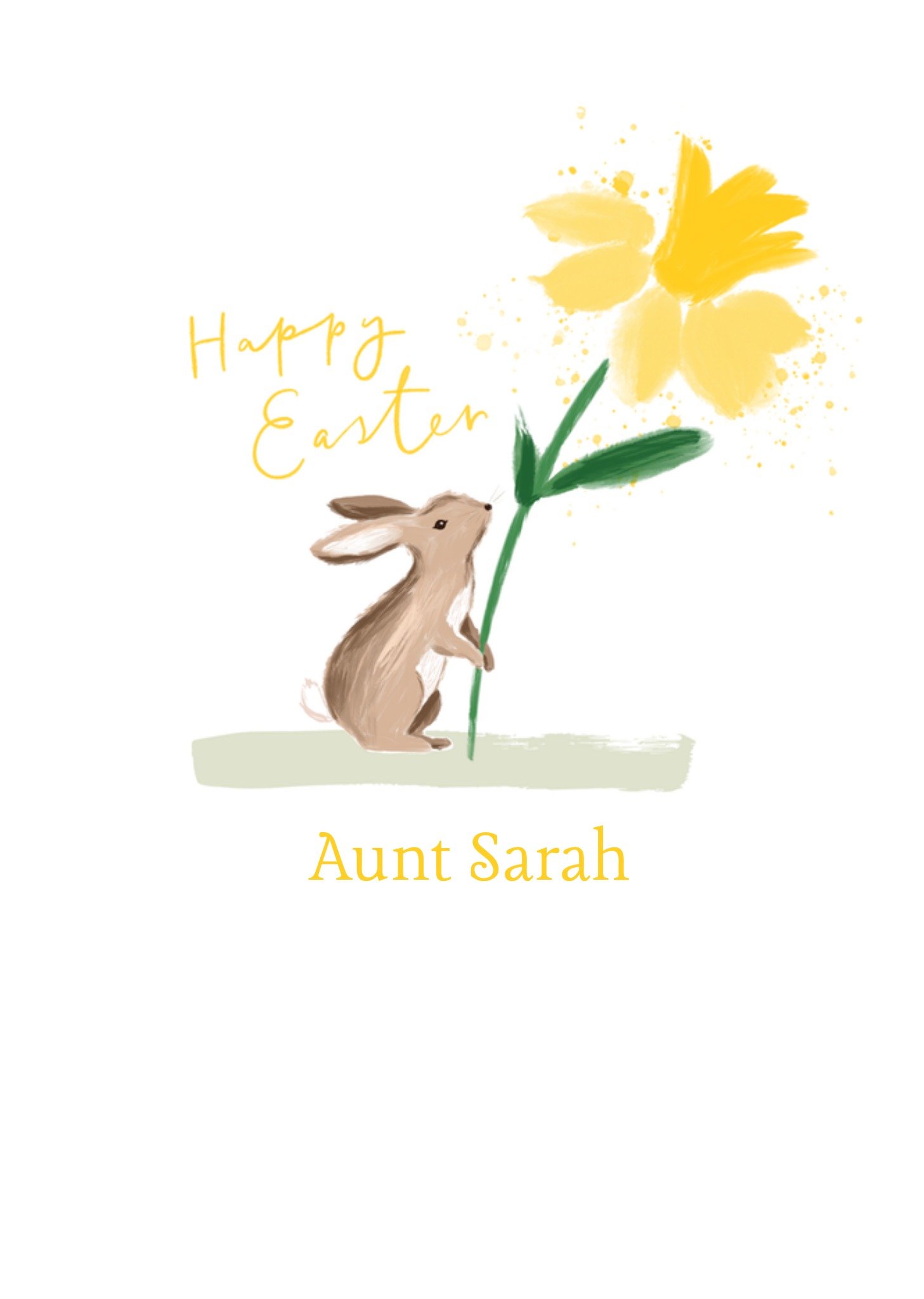 Paperlink Illustrated Bunny With Daffodil Happy Easter Card