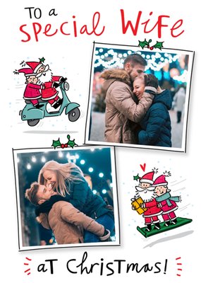 To A Wife Couple At Christmas Illustrated Mr And Mrs Clause Photo Upload Christmas Card