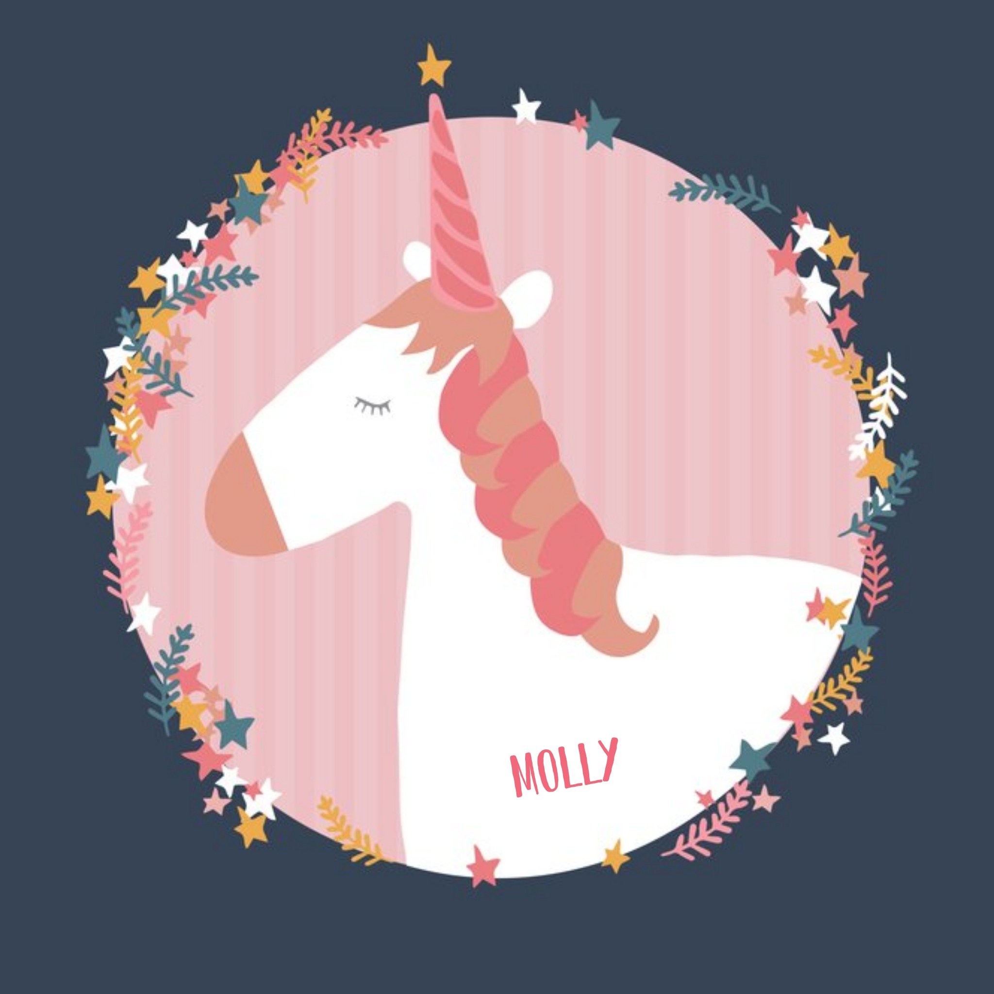Moonpig Rainbow Unicorn Personalised Name Card