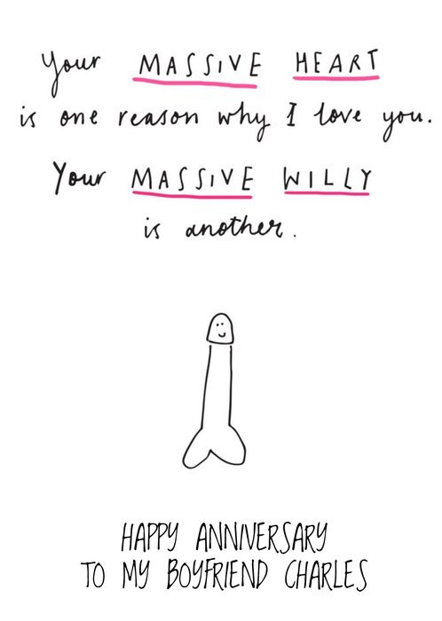 I Love You And Your Massive Willy Funny Anniversary Card