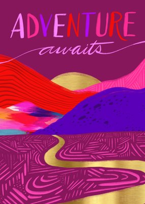 Adventure Awaits Sunet Scene Card