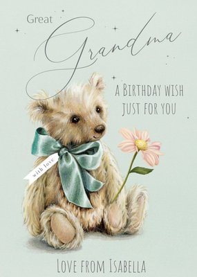 Clintons Illustrated Teddy Bear Great Gandma A Birthday Wish Just For You Card