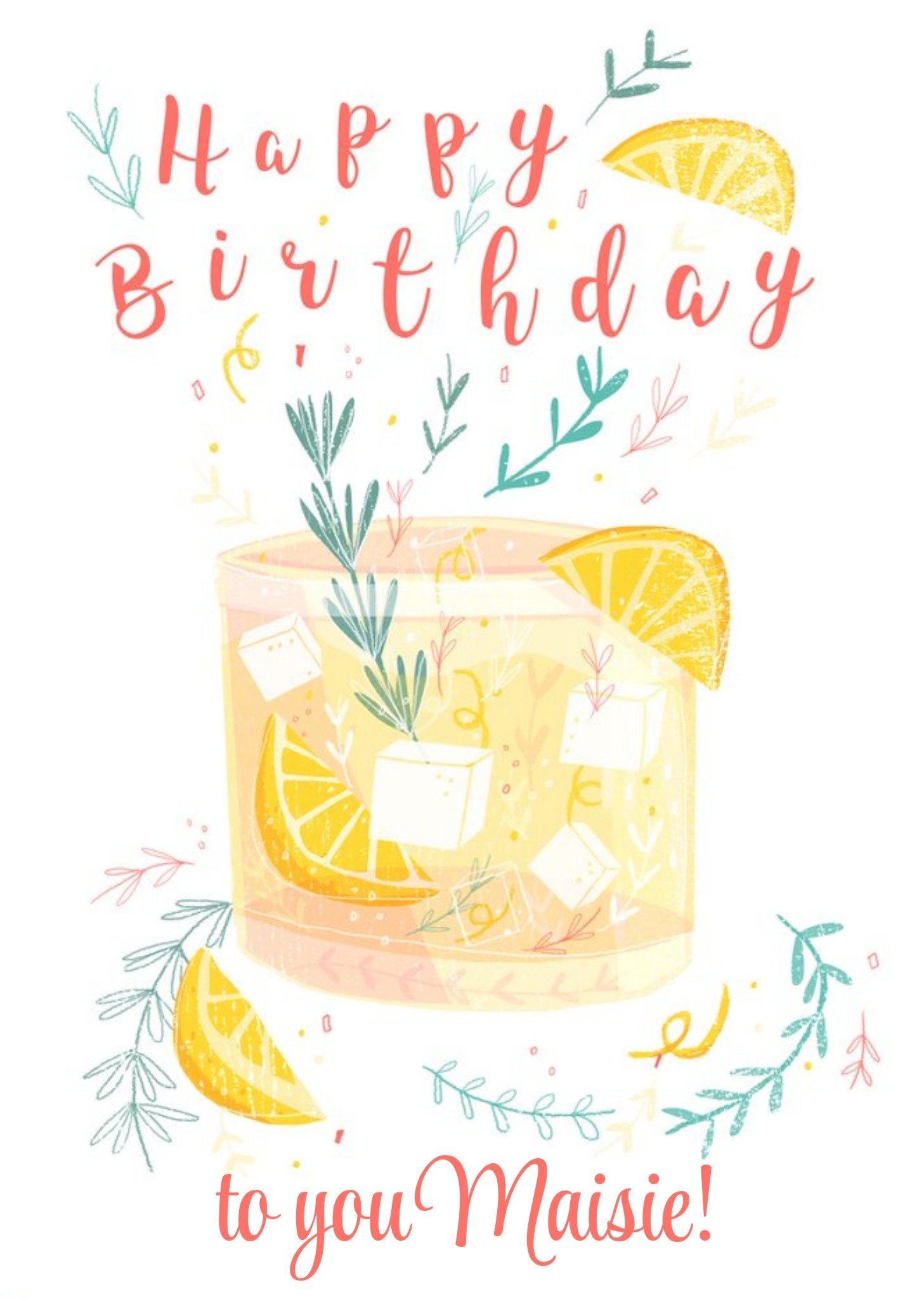 Moonpig Birthday Card - Birthday Cocktail - Alcohol - Gin And Tonic
