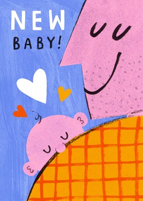 Cute Illustrated Parent And Baby Hearts New Baby Card