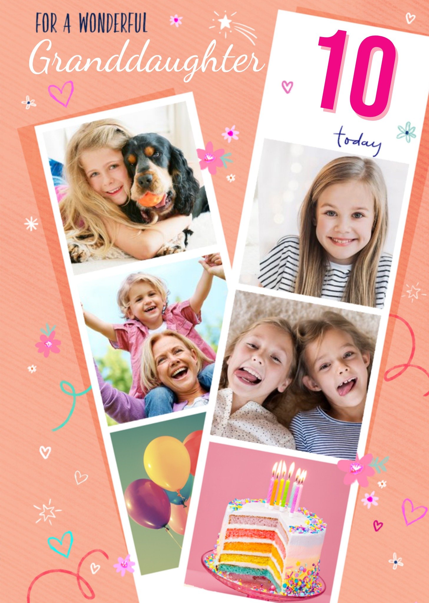 Moonpig Cute Stars And Hearts For A Wonderful Granddaughter Photo Upload Age Birthday Card