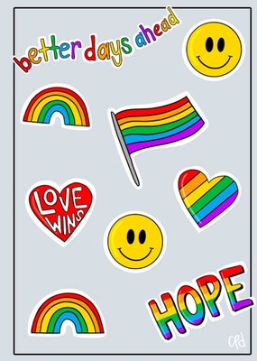 Bright Graphic Rainbow Icons Better Days Ahead, Love Wins, Hope Card