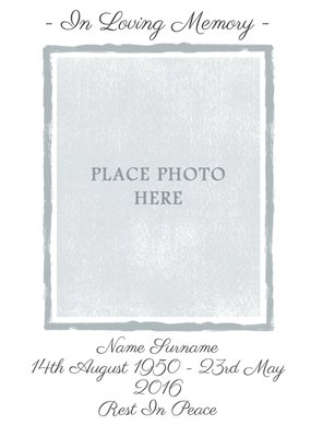 Grey And White Personalised Photo Upload With Sympathy Card