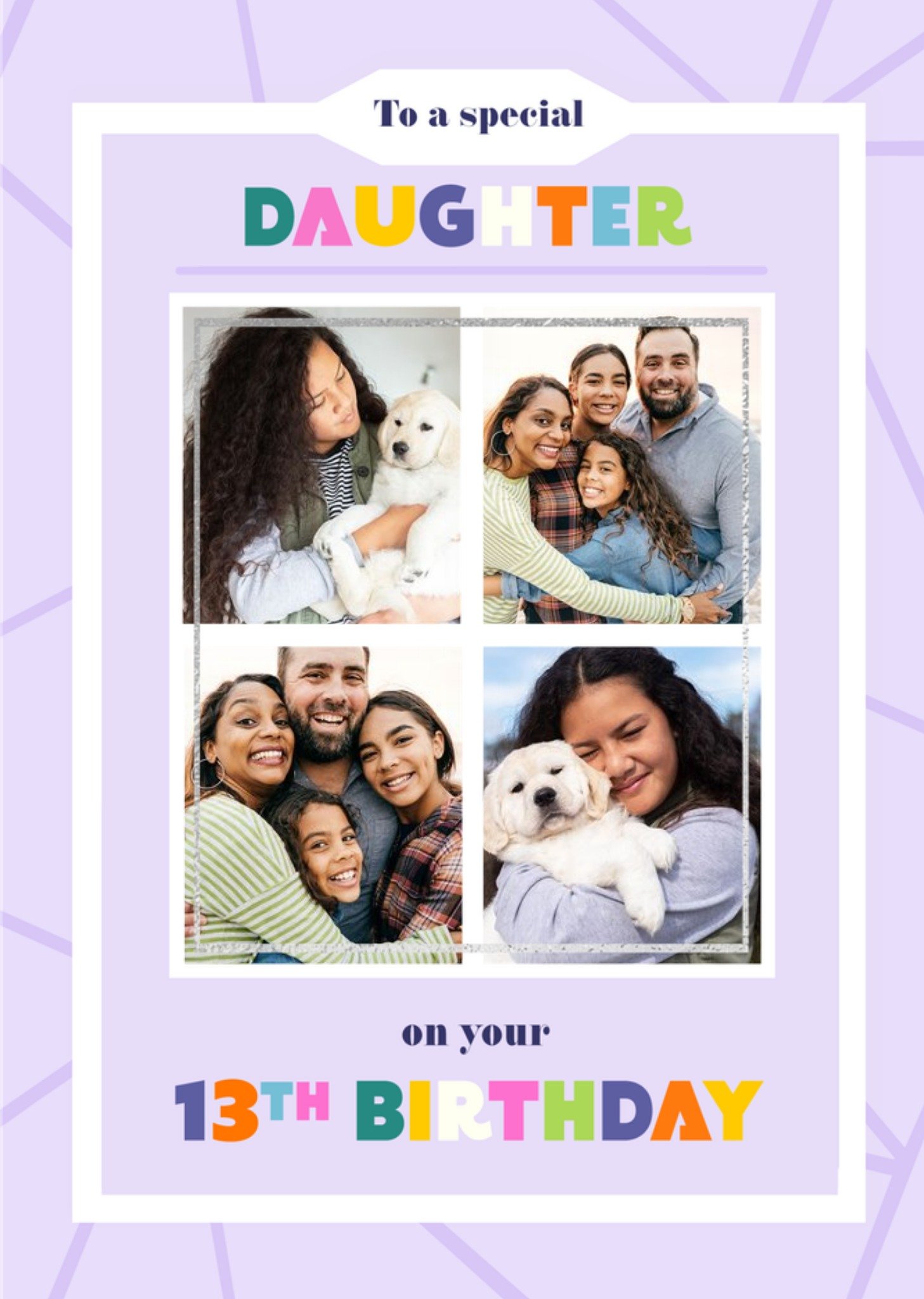 Moonpig Special Daughter 13Th Birthday Purple Photo Upload Card