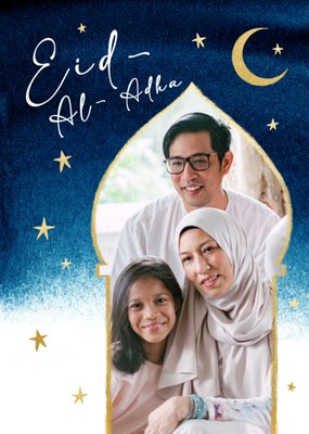 Made Of Magic Eid Al Adha Mosque Shaped Frame And Crescent Moon Stars Upload Eid Card