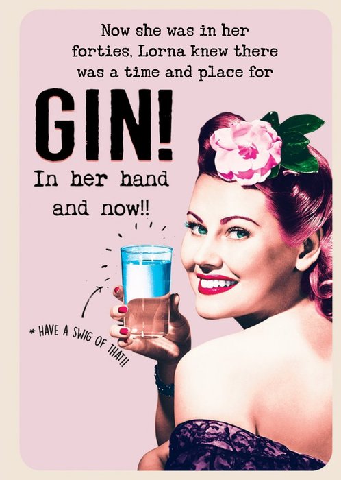 Funny retro gin Birthday Card for her - Alcohol - Drinking