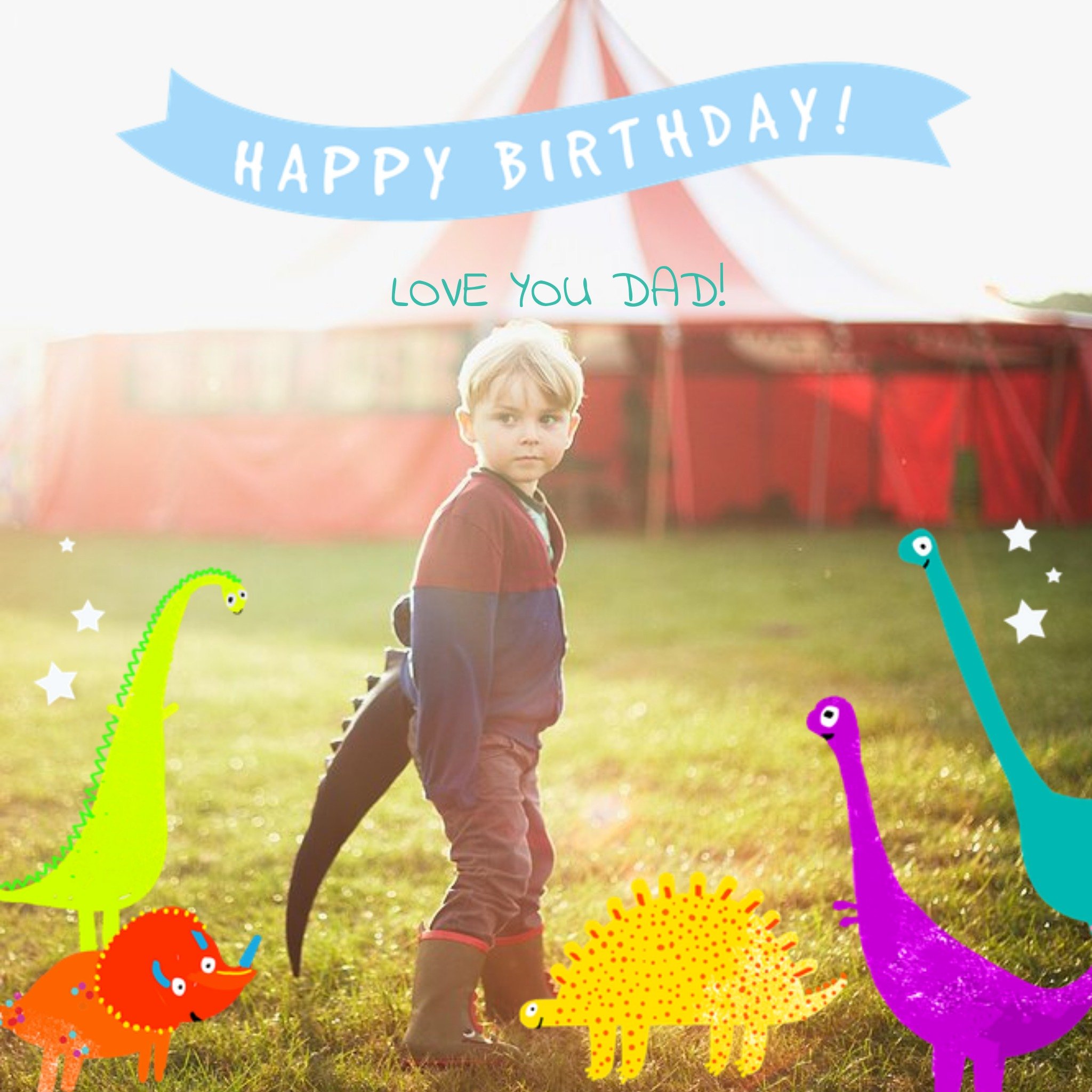 Moonpig Little Dinosaurs Personalised Photo Upload Happy Birthday Card For Dad
