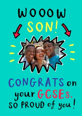 Wooow Son Congrats On Your GCSEs Photo Upload Card