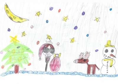 Santa With Reindeer And Snowman Christmas Card