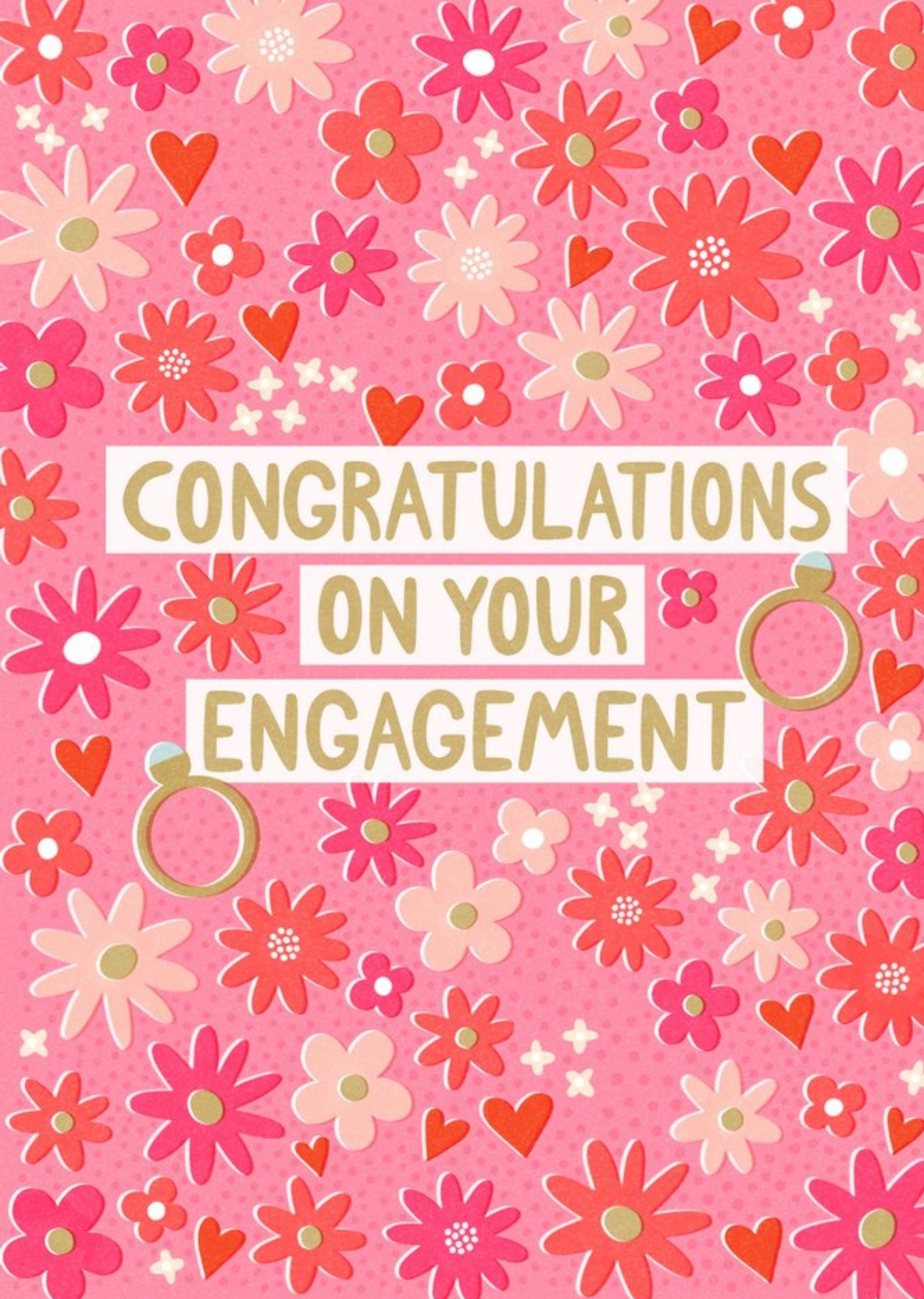 Moonpig Damien Barlow Floral Congratulations Engagement Card