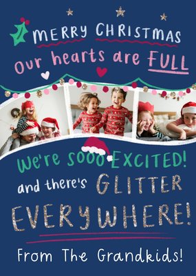 Merry Christmas From The Grandkids Glitter Everywhere Photo Upload Card
