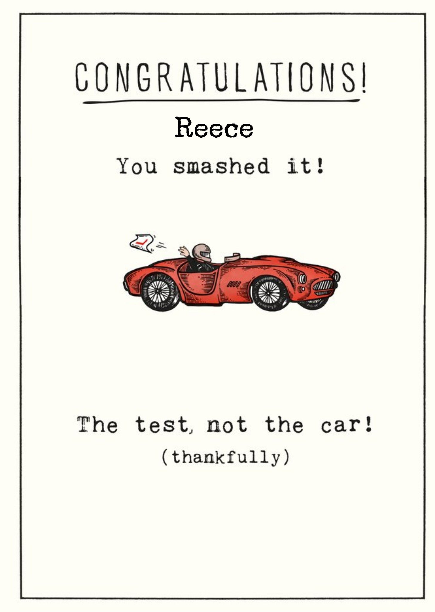 Moonpig Editable Illustrative Driving Test Card