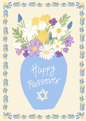 Happy Passover Illustrated Flowers Card