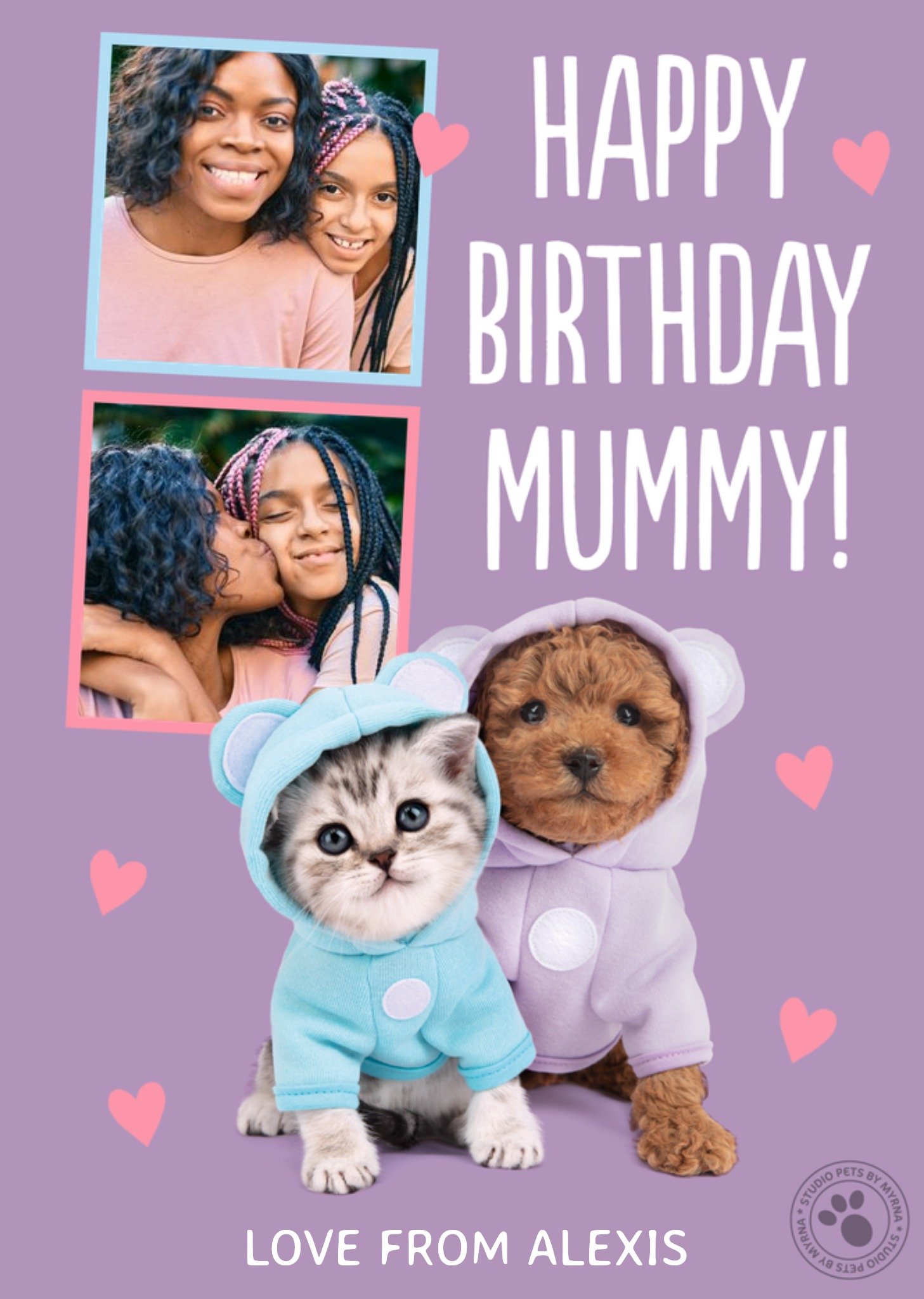 Moonpig Studio Pets Happy Birthday Mummy Photo Upload Card
