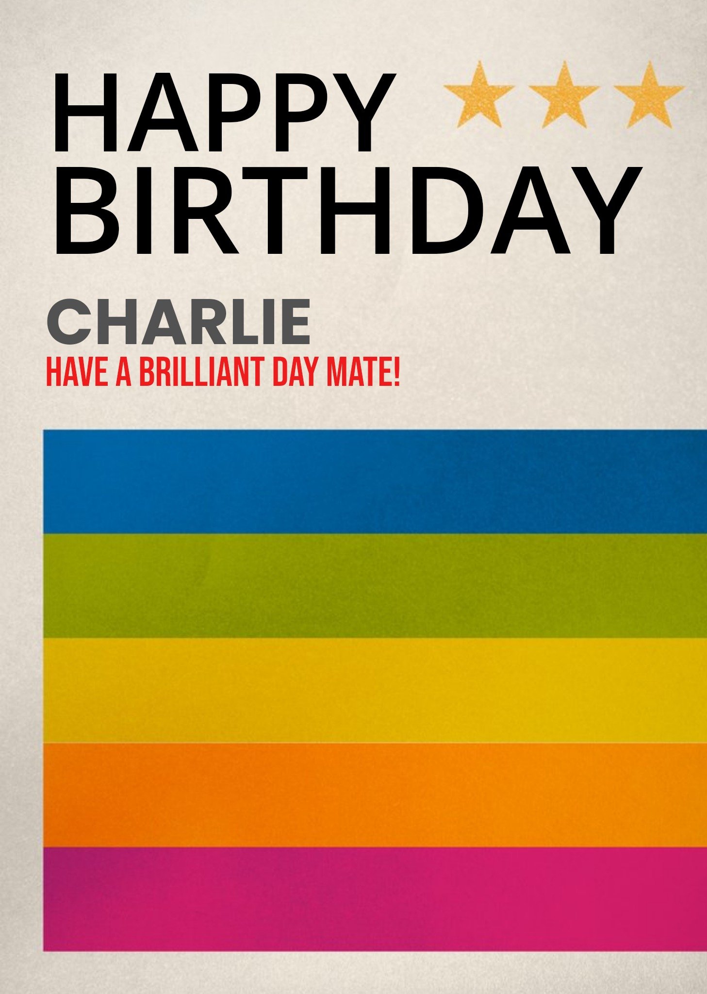 Moonpig Retro Vhs Coloured Stripes On A Cream Textured Background Birthday Card
