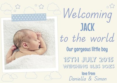 New Baby Boy Announcement Card