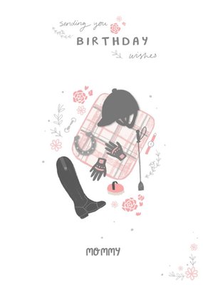 Illustrated Horse Riding Mommy Birthday Card